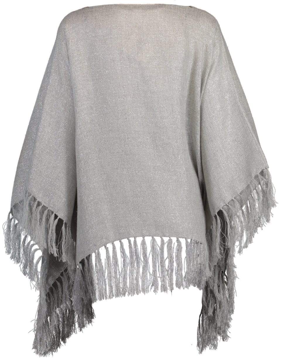 BRUNELLO CUCINELLI-Pearl Grey Fringe Poncho-PRLGREY