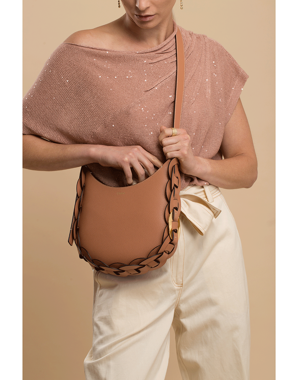 BRUNELLO CUCINELLI-Powder Pink Pailllette Ruched Off Shoulder Knit-