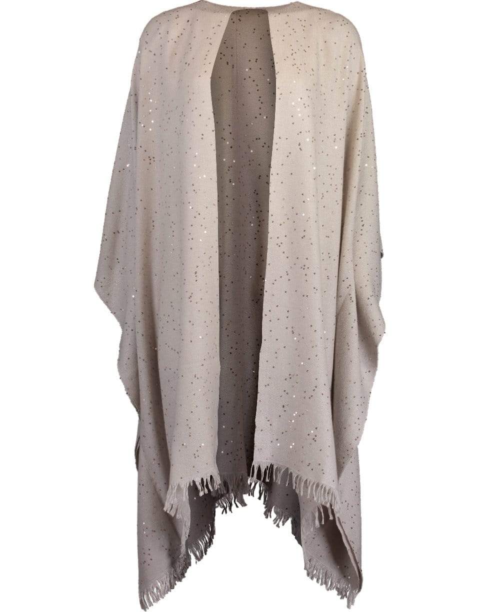BRUNELLO CUCINELLI-Stone Cashmere Silk Paillette Shawl-STONE