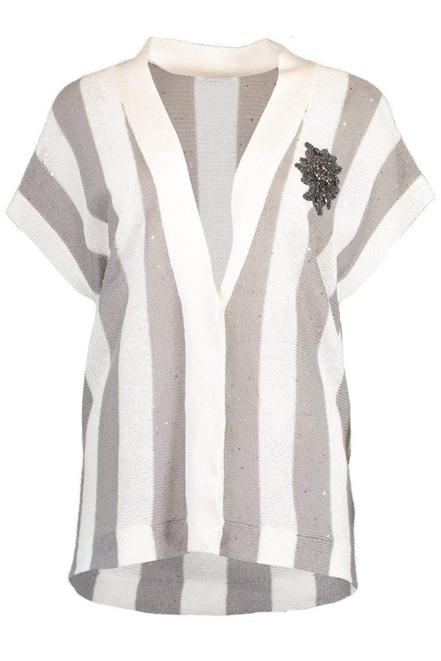 BRUNELLO CUCINELLI-Paillette Crest Striped Vest-STRIPE