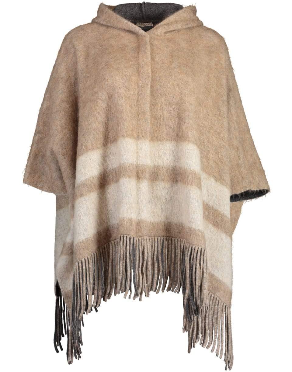BRUNELLO CUCINELLI-Snap Front Stripe Poncho-