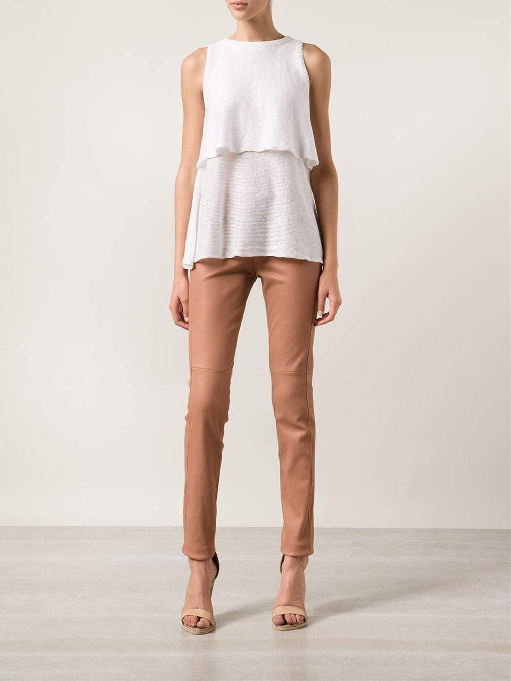 BRUNELLO CUCINELLI-Double Layer Paillette Knit Top-VANILLA