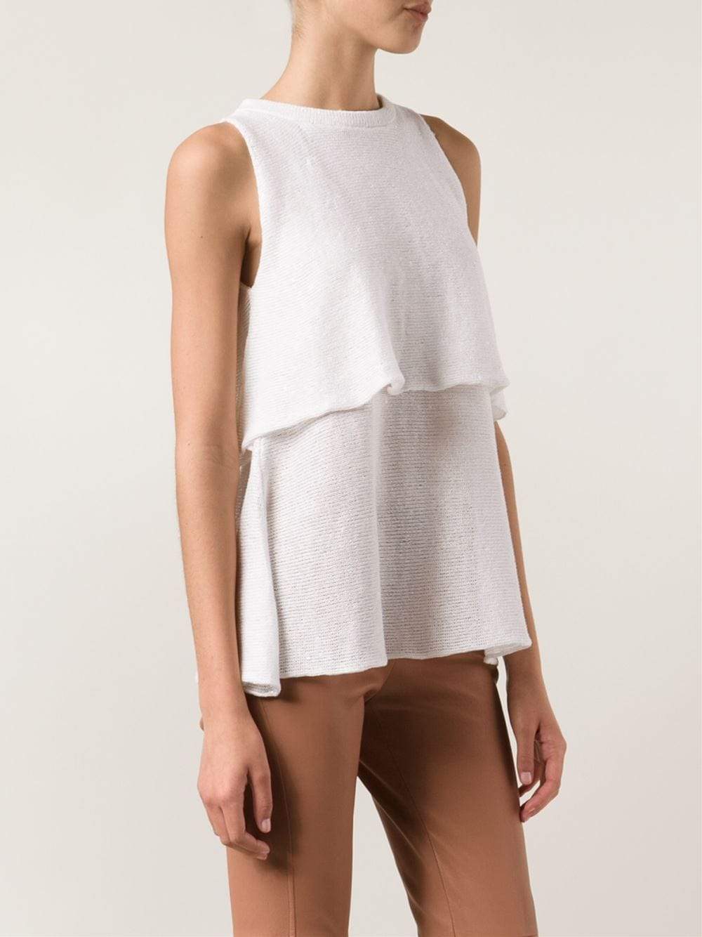 BRUNELLO CUCINELLI-Double Layer Paillette Knit Top-VANILLA