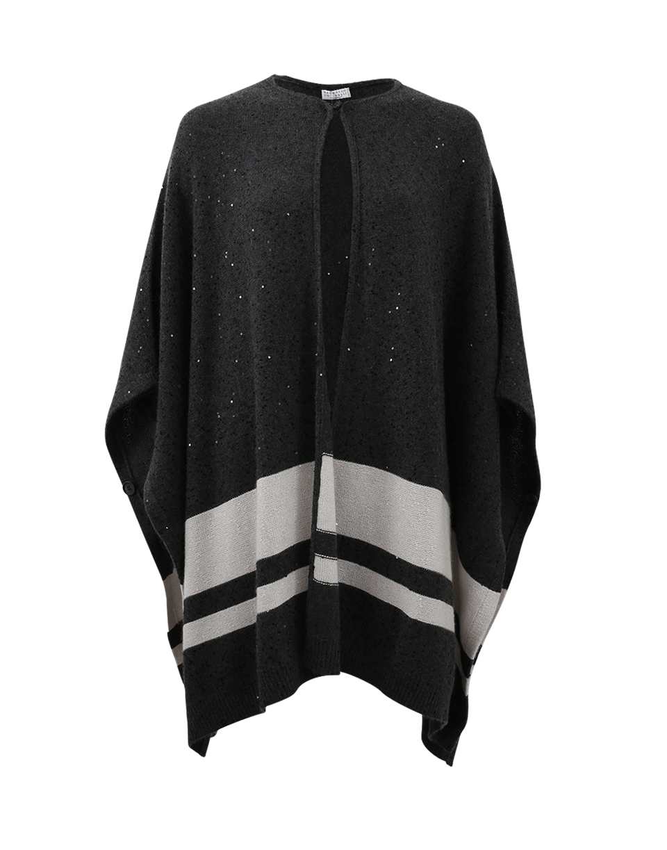 BRUNELLO CUCINELLI-Paillette Striped Poncho-VOL/VAN