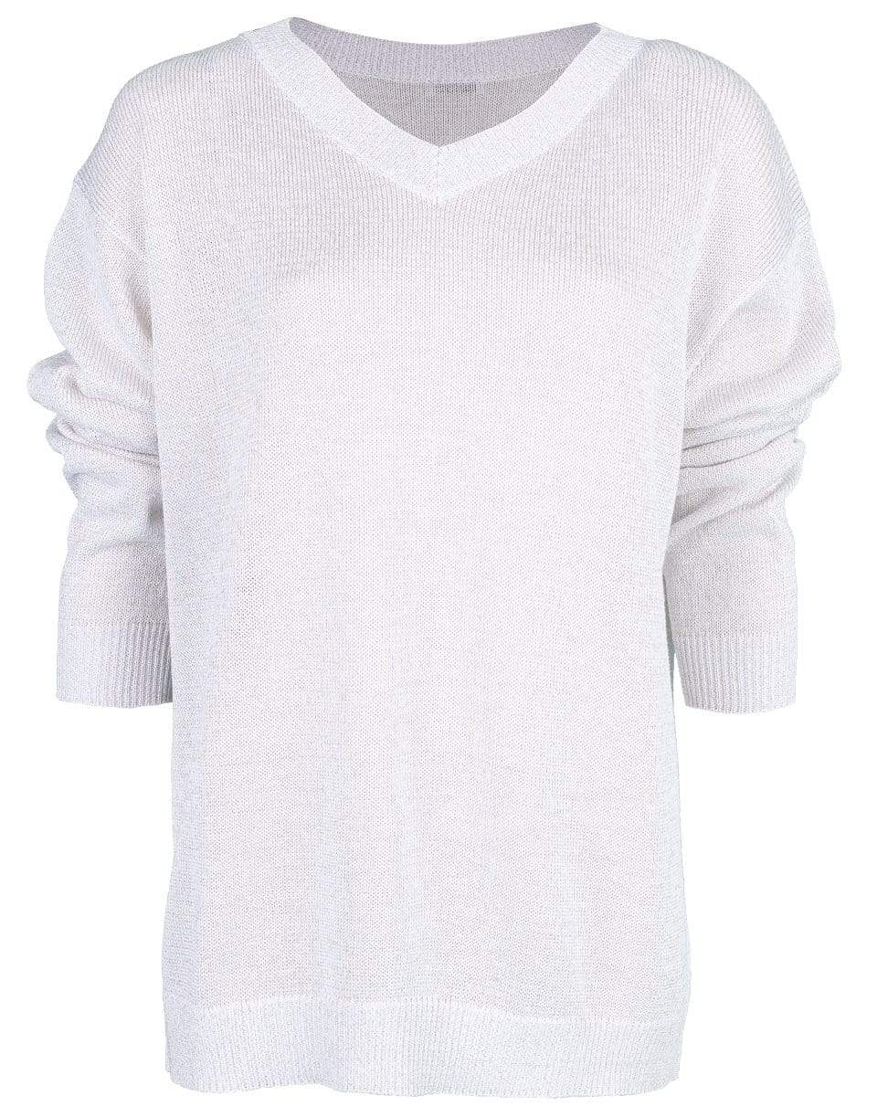 BRUNELLO CUCINELLI-Cotton Lurex V-Neck Knit-