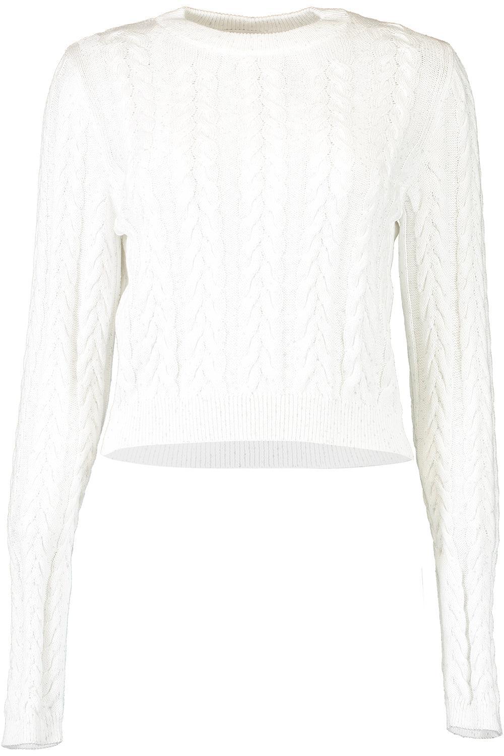 Long Sleeve Cable Crewneck-WHITE-XS-CLOTHINGTOPKNITS-BRUNELLO CUCINELLI