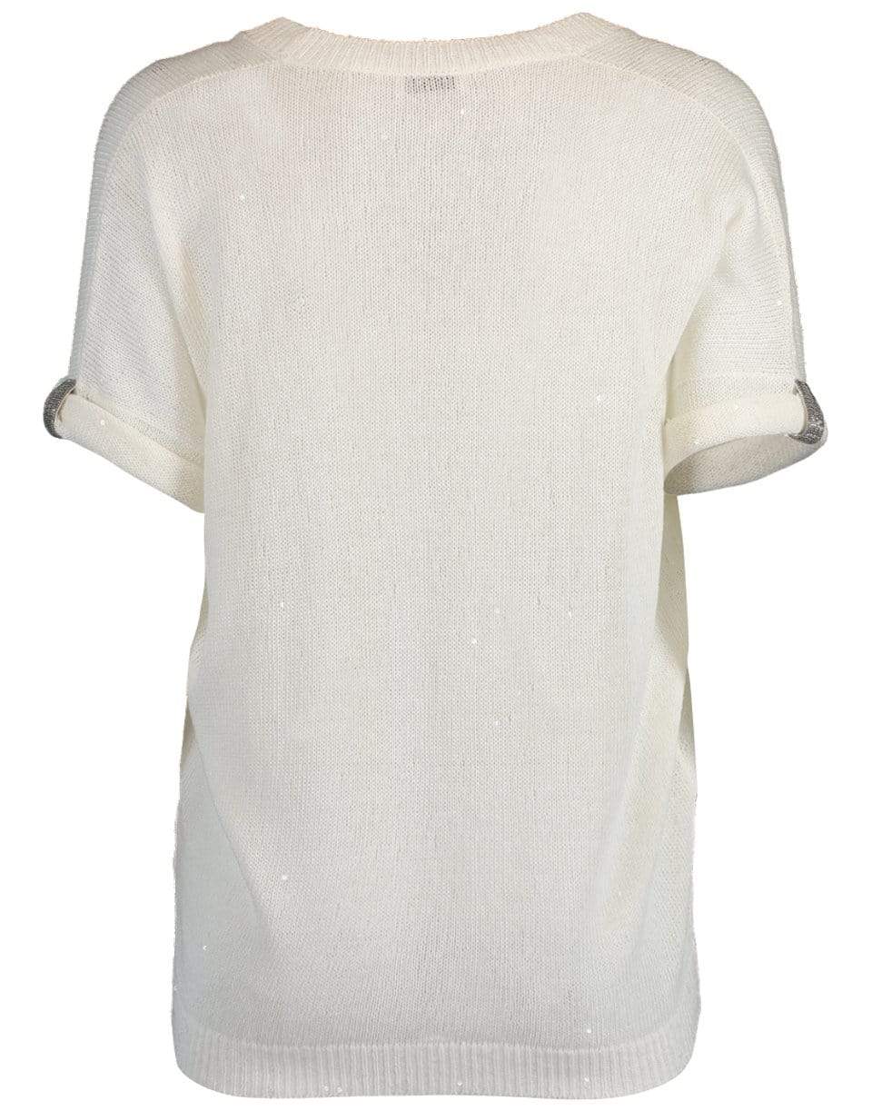 BRUNELLO CUCINELLI-V-Neck Paillette Knit Top-