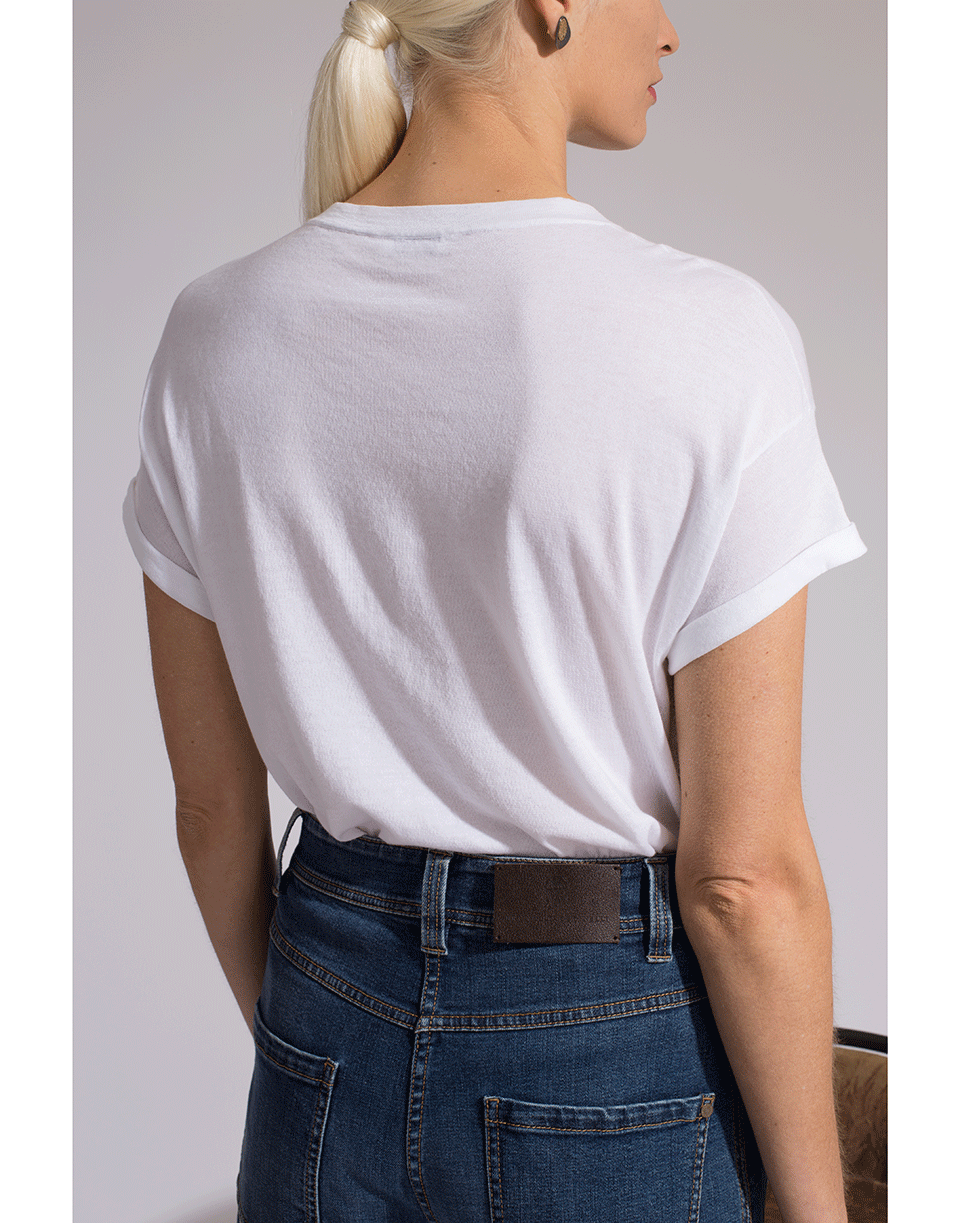BRUNELLO CUCINELLI-Short Sleeve Cotton Monili Stripe Knit-