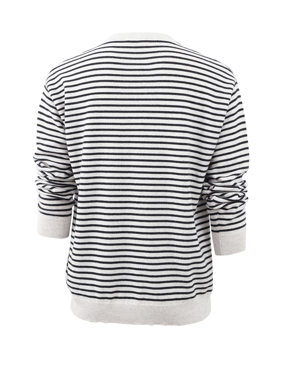 BRUNELLO CUCINELLI-Stripe Keyhole Pullover Top-