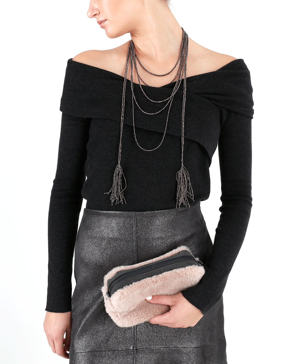 BRUNELLO CUCINELLI-Off Shoulder Criss Cross Top-