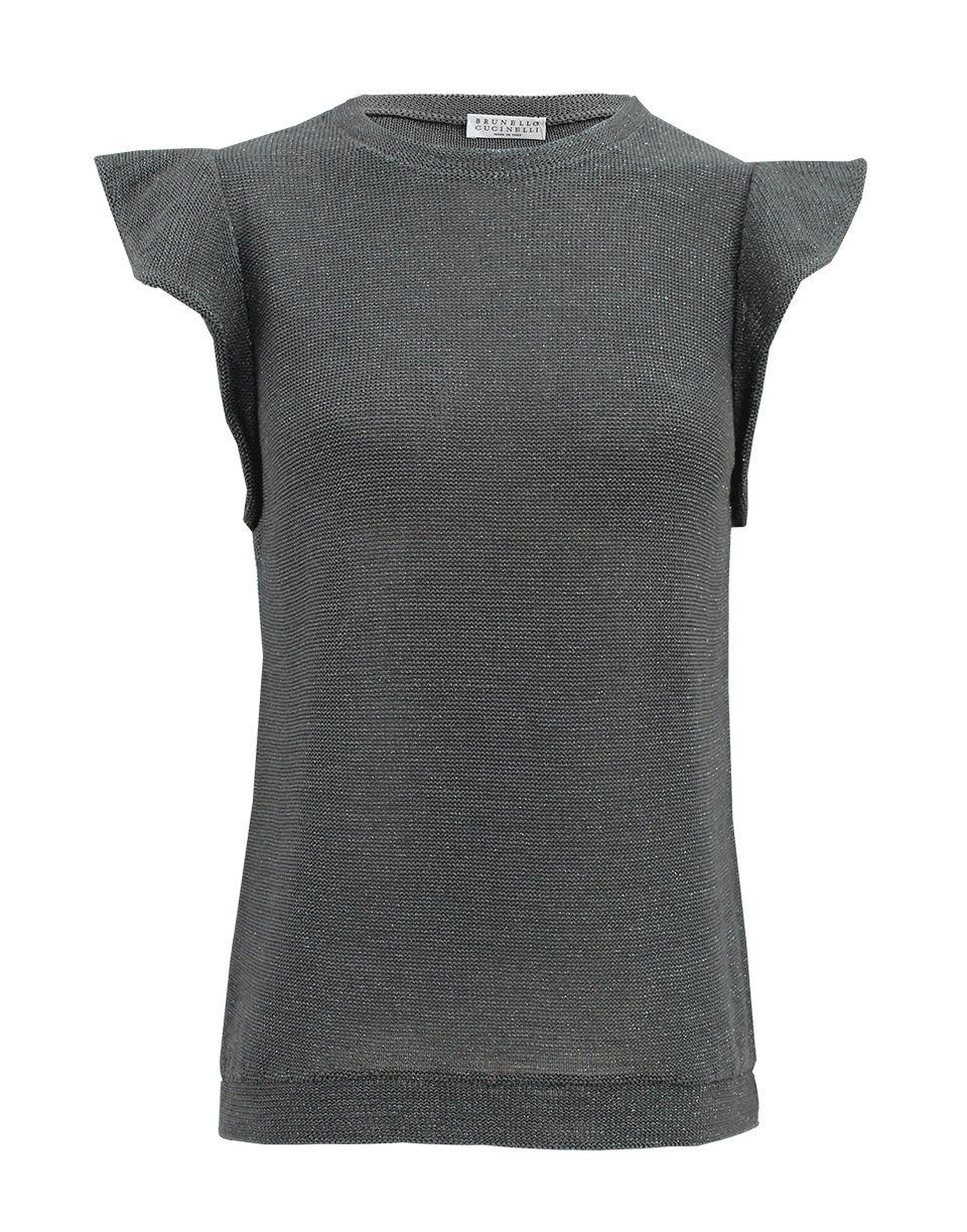 BRUNELLO CUCINELLI-Cotton Flutter Sleeve Top-
