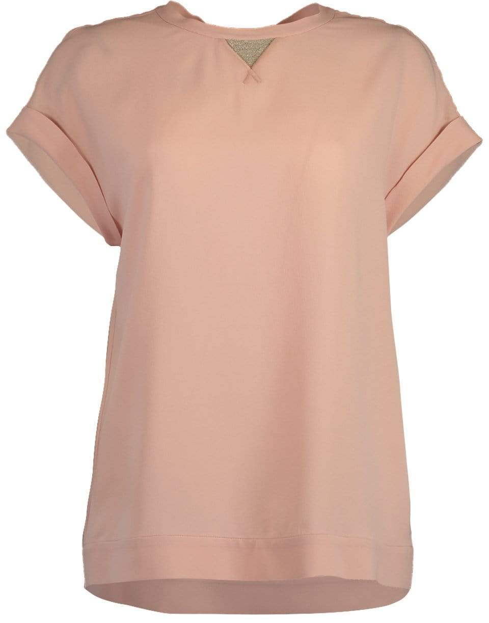 BRUNELLO CUCINELLI-Cap Sleeve Monili Detail T-Shirt-