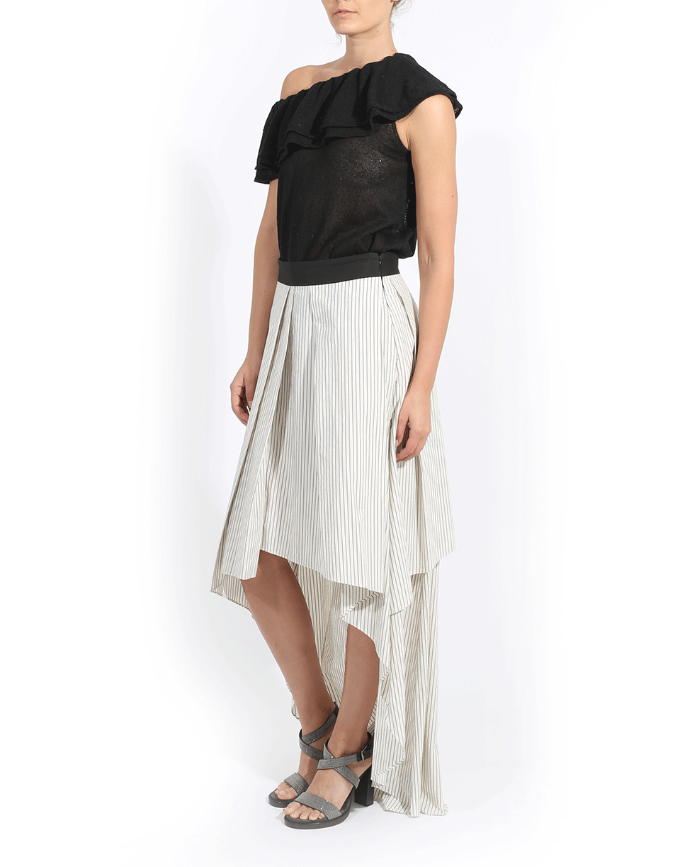BRUNELLO CUCINELLI-One Shoulder Ruffle Top-
