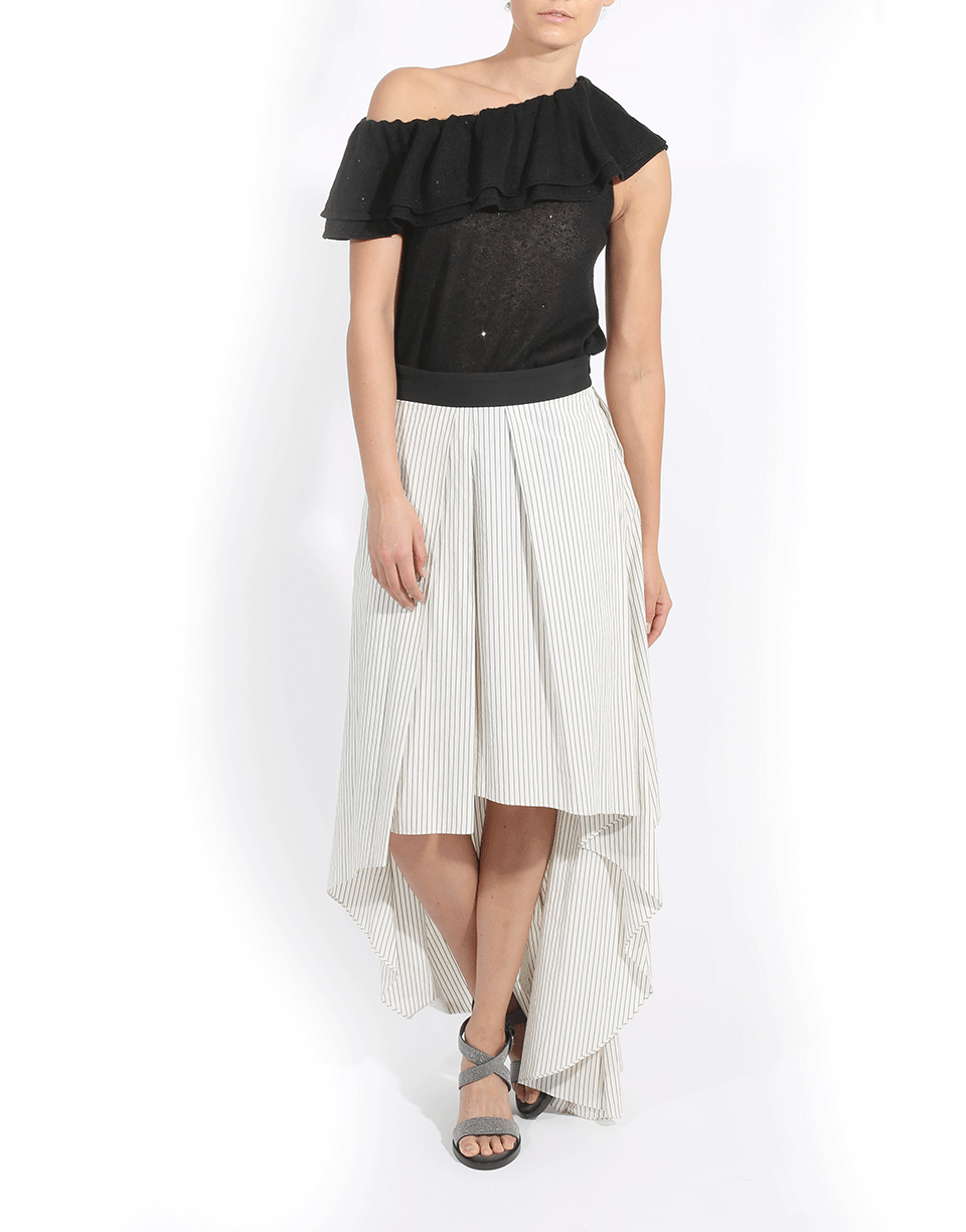 BRUNELLO CUCINELLI-One Shoulder Ruffle Top-