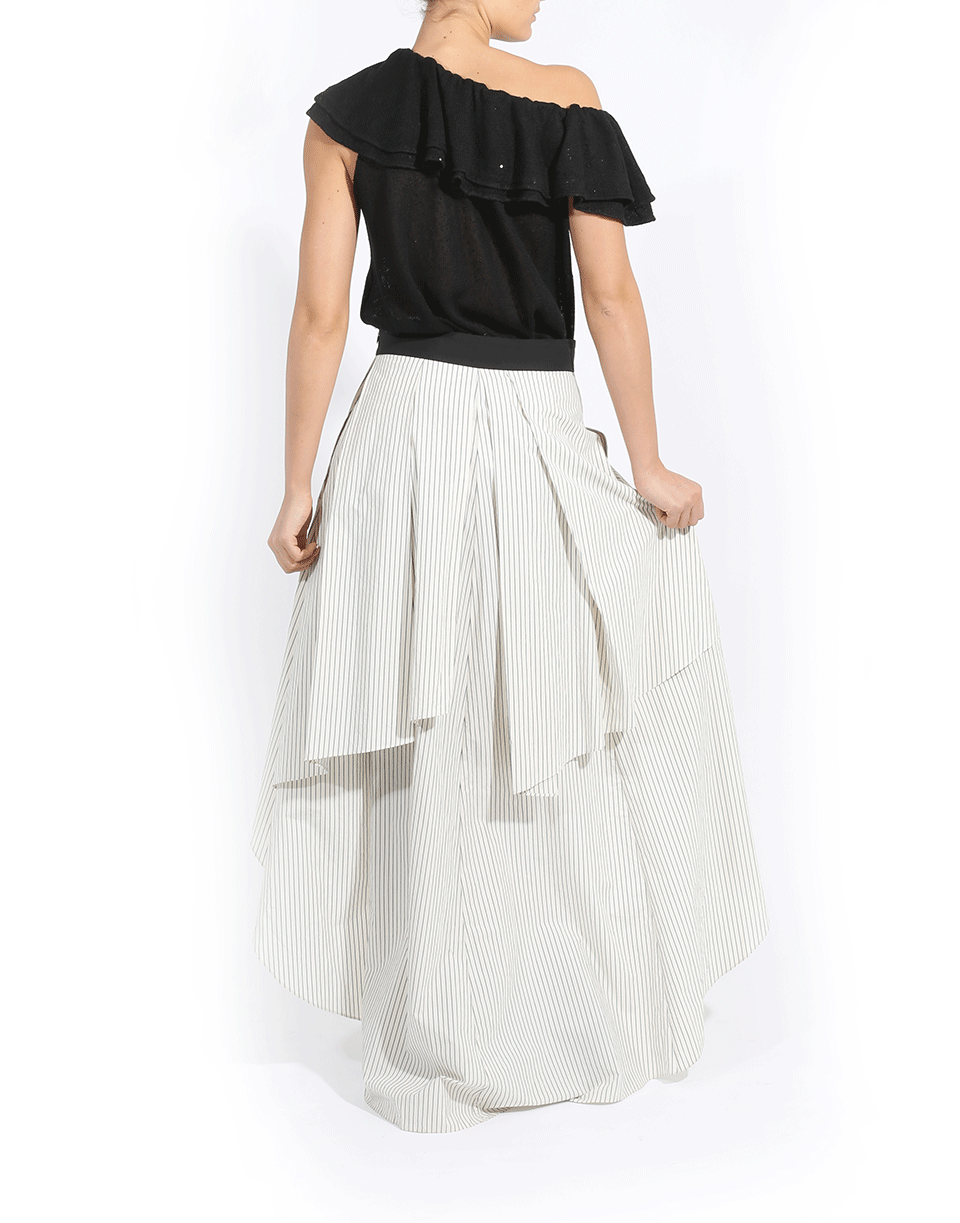 BRUNELLO CUCINELLI-One Shoulder Ruffle Top-