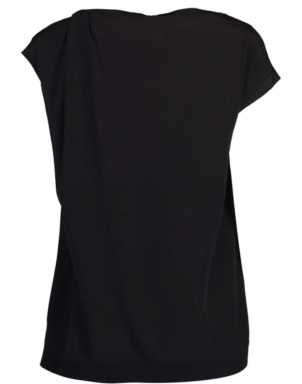 BRUNELLO CUCINELLI-Cap Sleeve Monili Shoulder Silk Top-