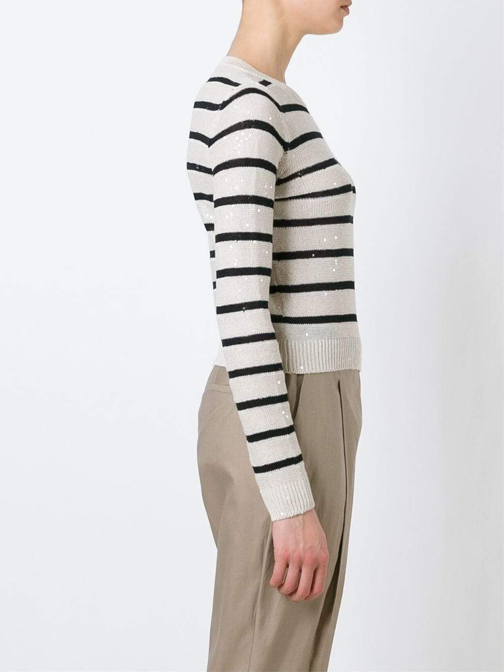 BRUNELLO CUCINELLI-Stripped Cropped Pullover-