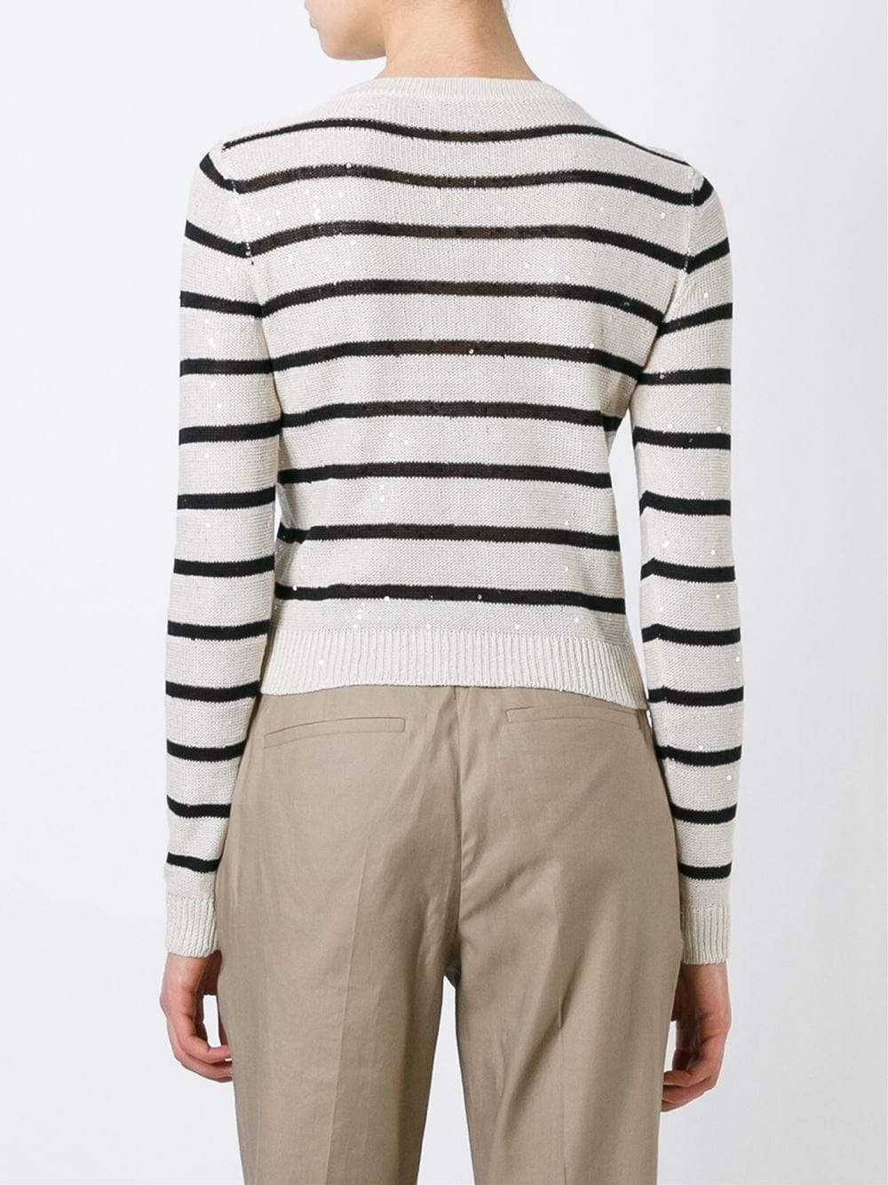 BRUNELLO CUCINELLI-Stripped Cropped Pullover-