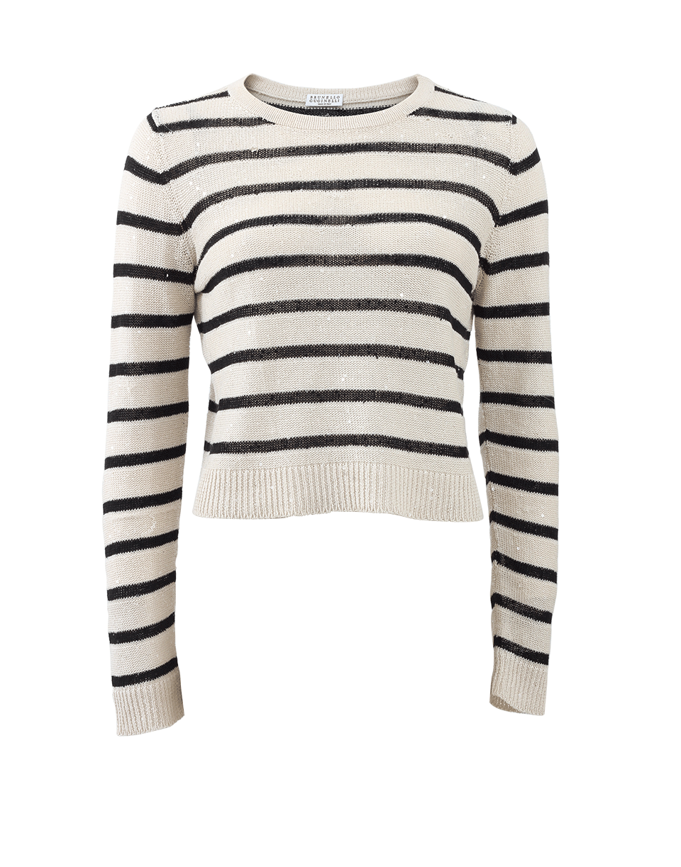 BRUNELLO CUCINELLI-Stripped Cropped Pullover-