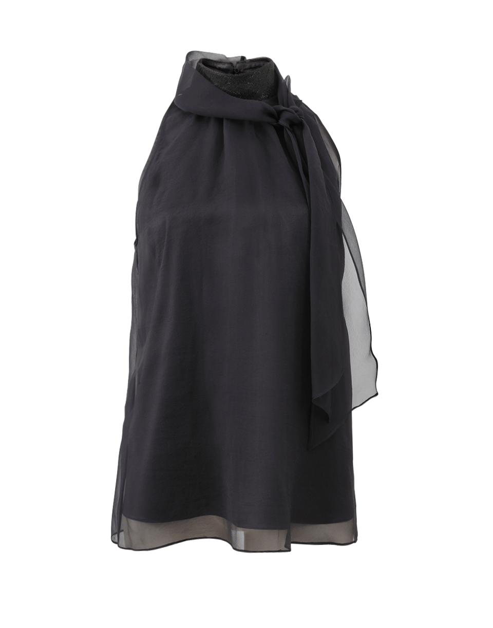 BRUNELLO CUCINELLI-Organza Evening Collared Top-