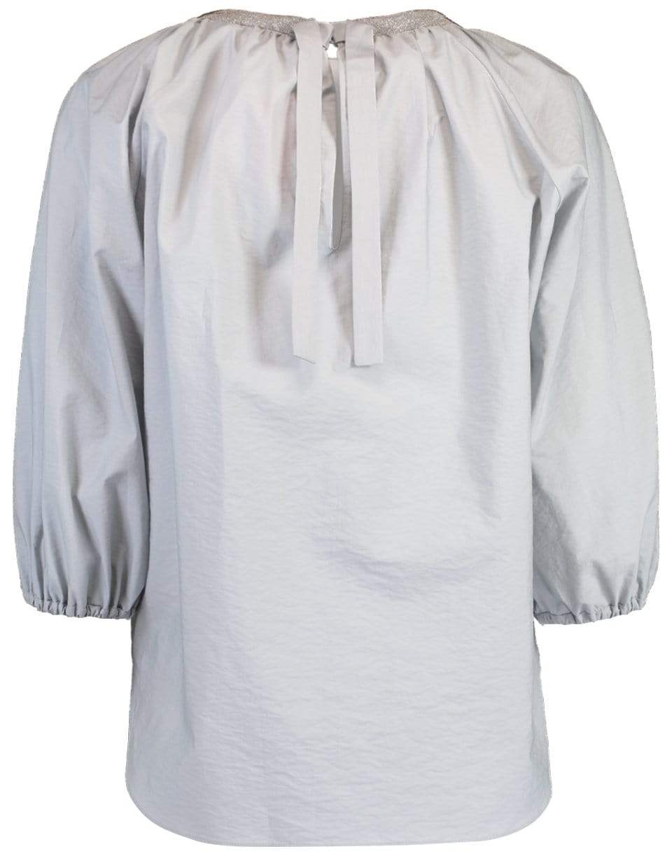 BRUNELLO CUCINELLI-Monili Chain Collared Crinkle Peasant Top-