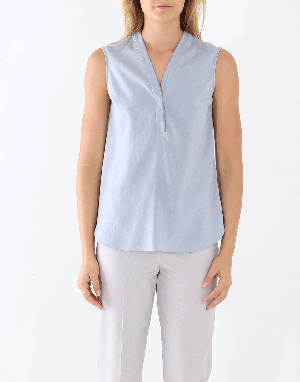 BRUNELLO CUCINELLI-Button Monili Neckline Top-