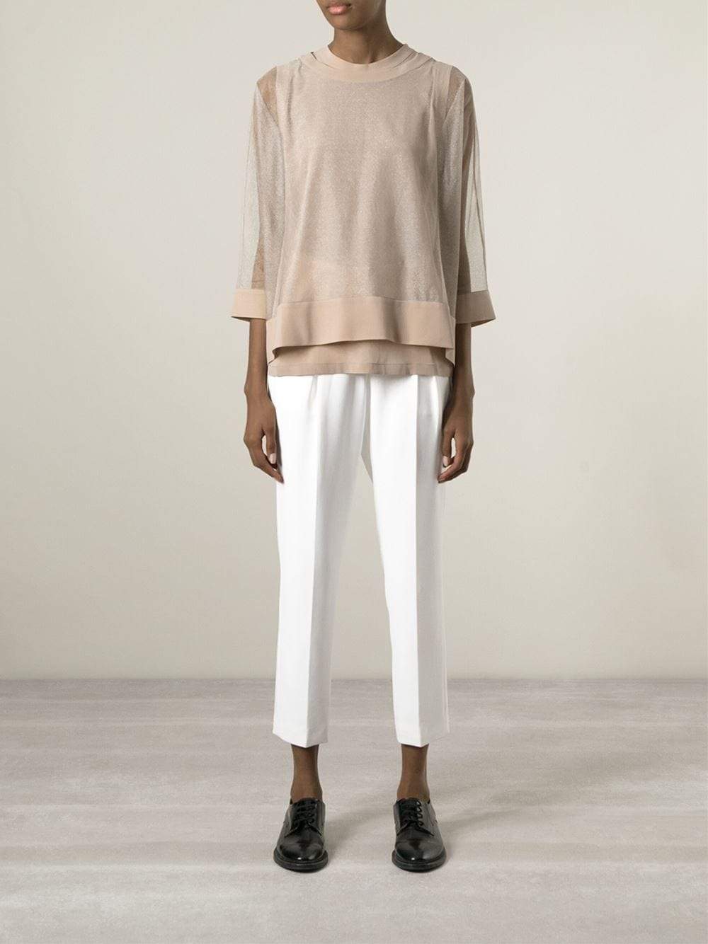 BRUNELLO CUCINELLI-Tulle Overlay Top-