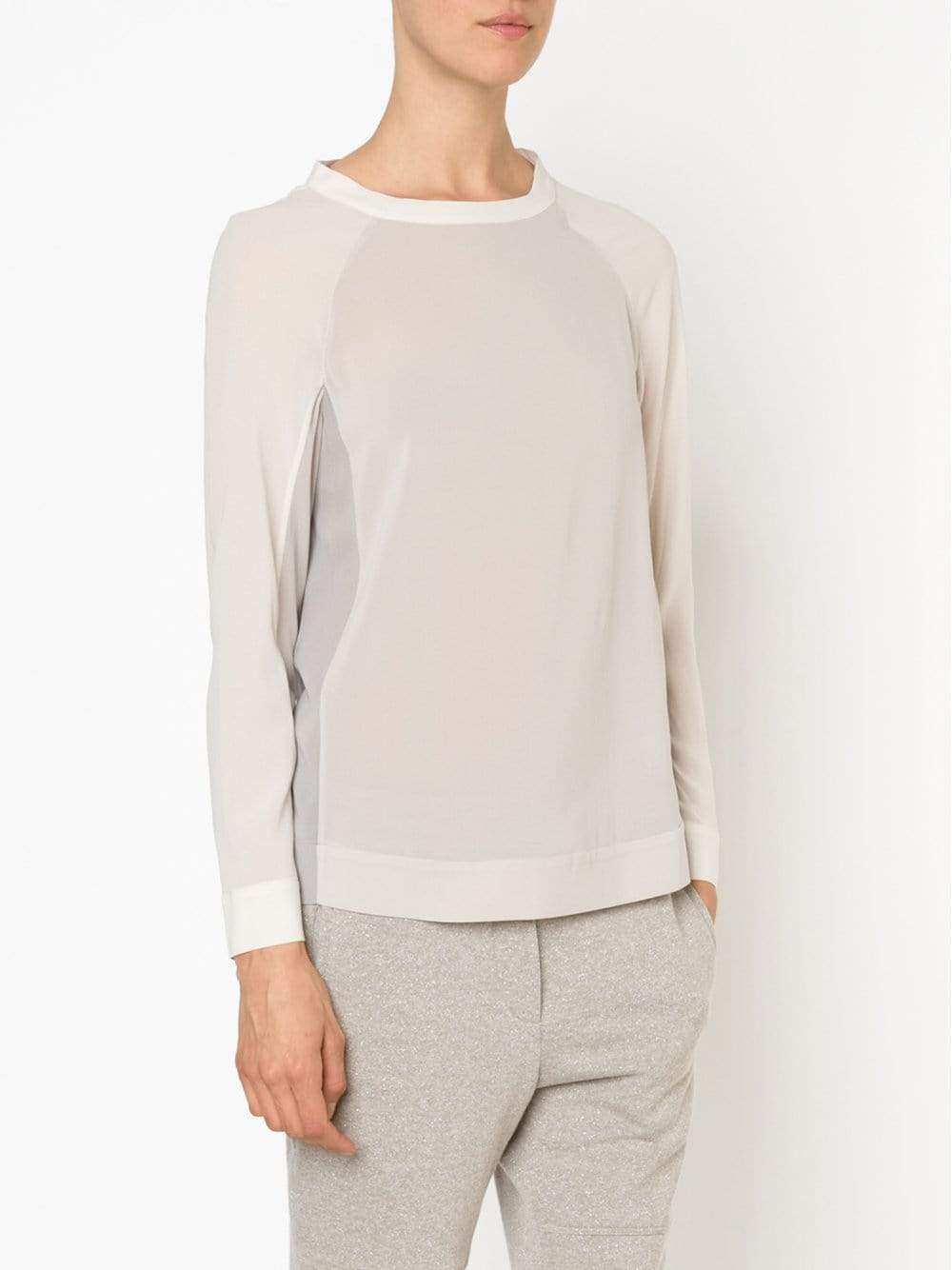 BRUNELLO CUCINELLI-Silk Colorblock Top-