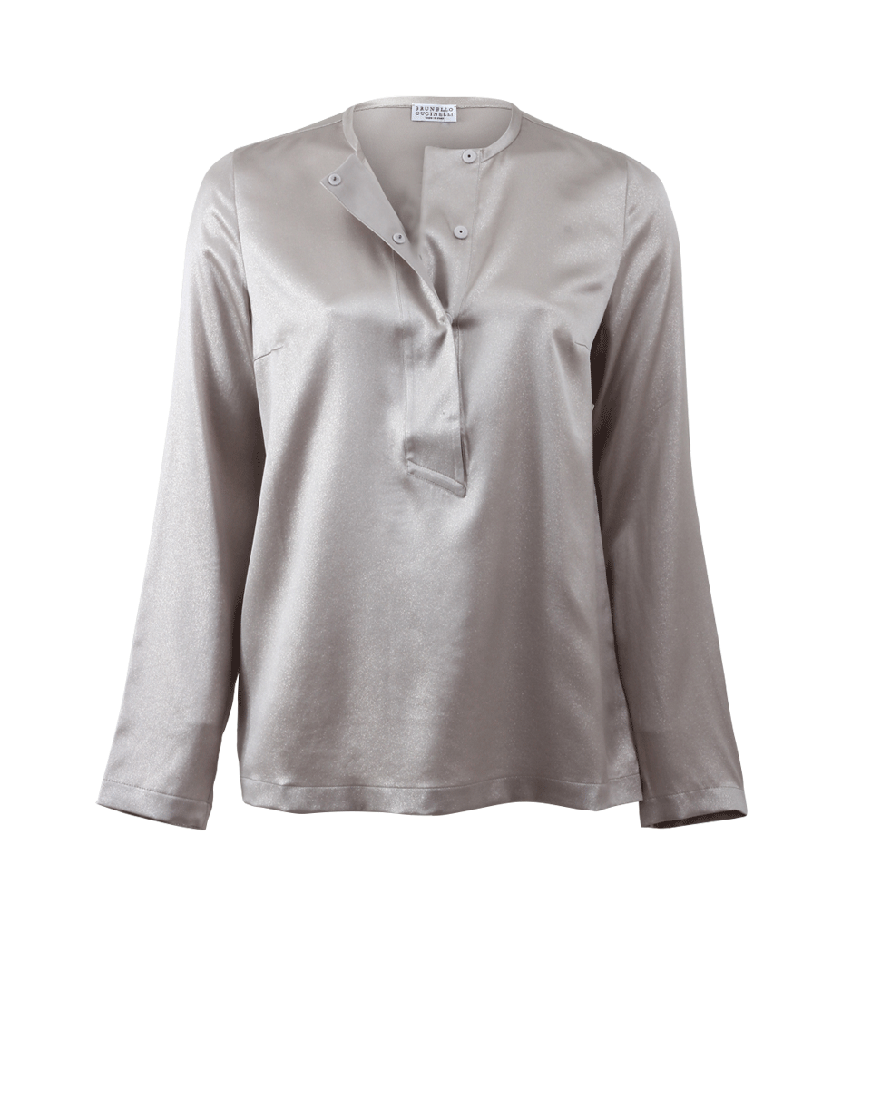 BRUNELLO CUCINELLI-Silk Lurex Henley-