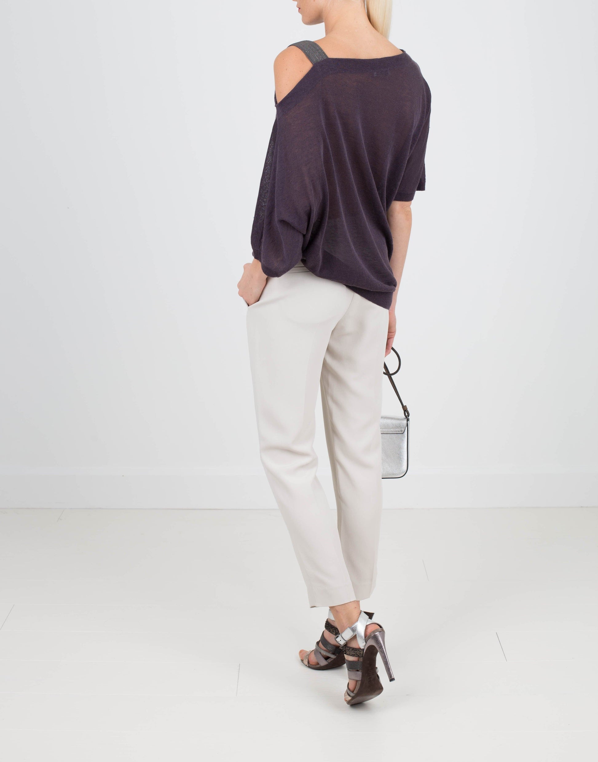 BRUNELLO CUCINELLI-One Shoulder Monili Strap Top-