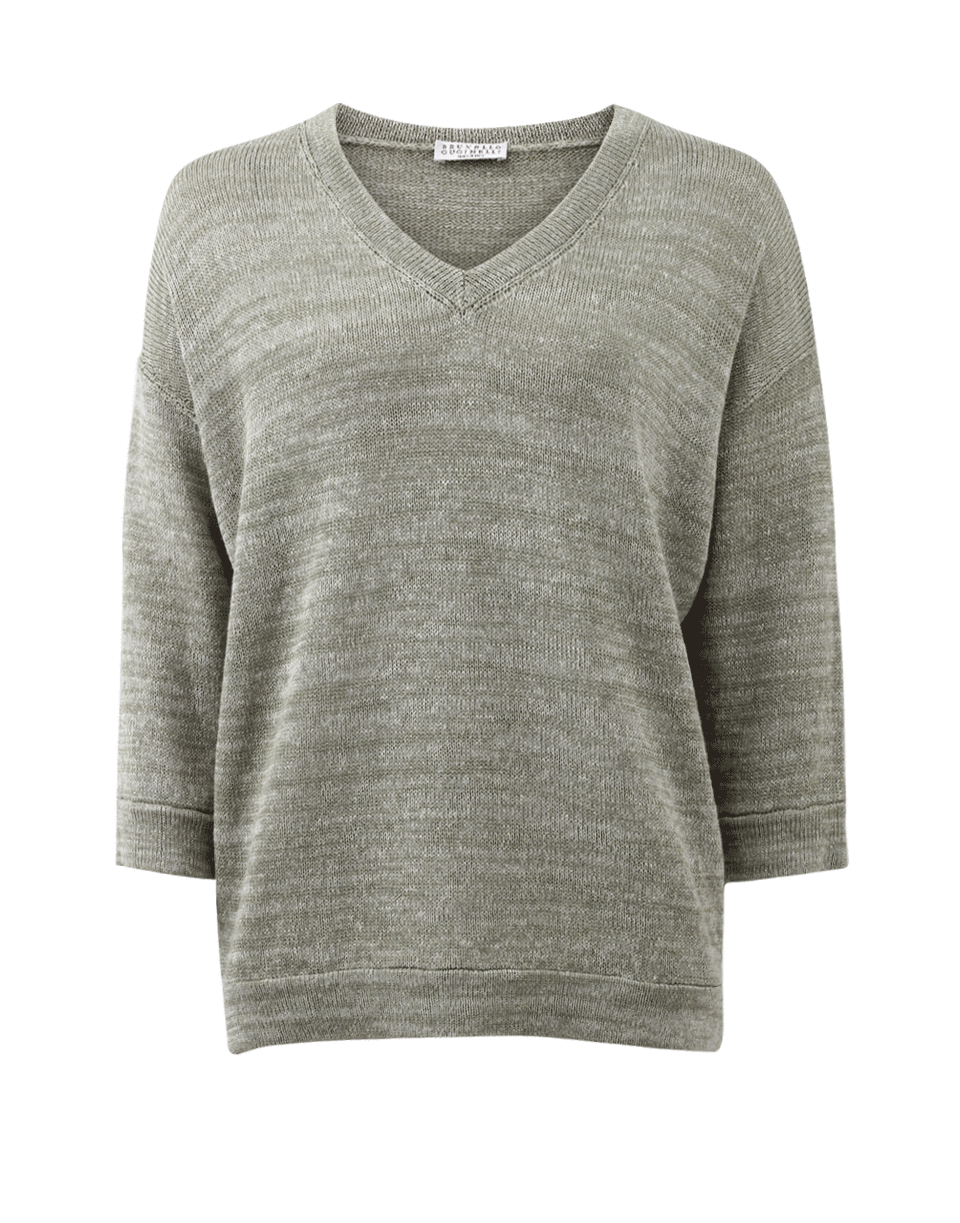 BRUNELLO CUCINELLI-V-Neck Lurex Sweater-
