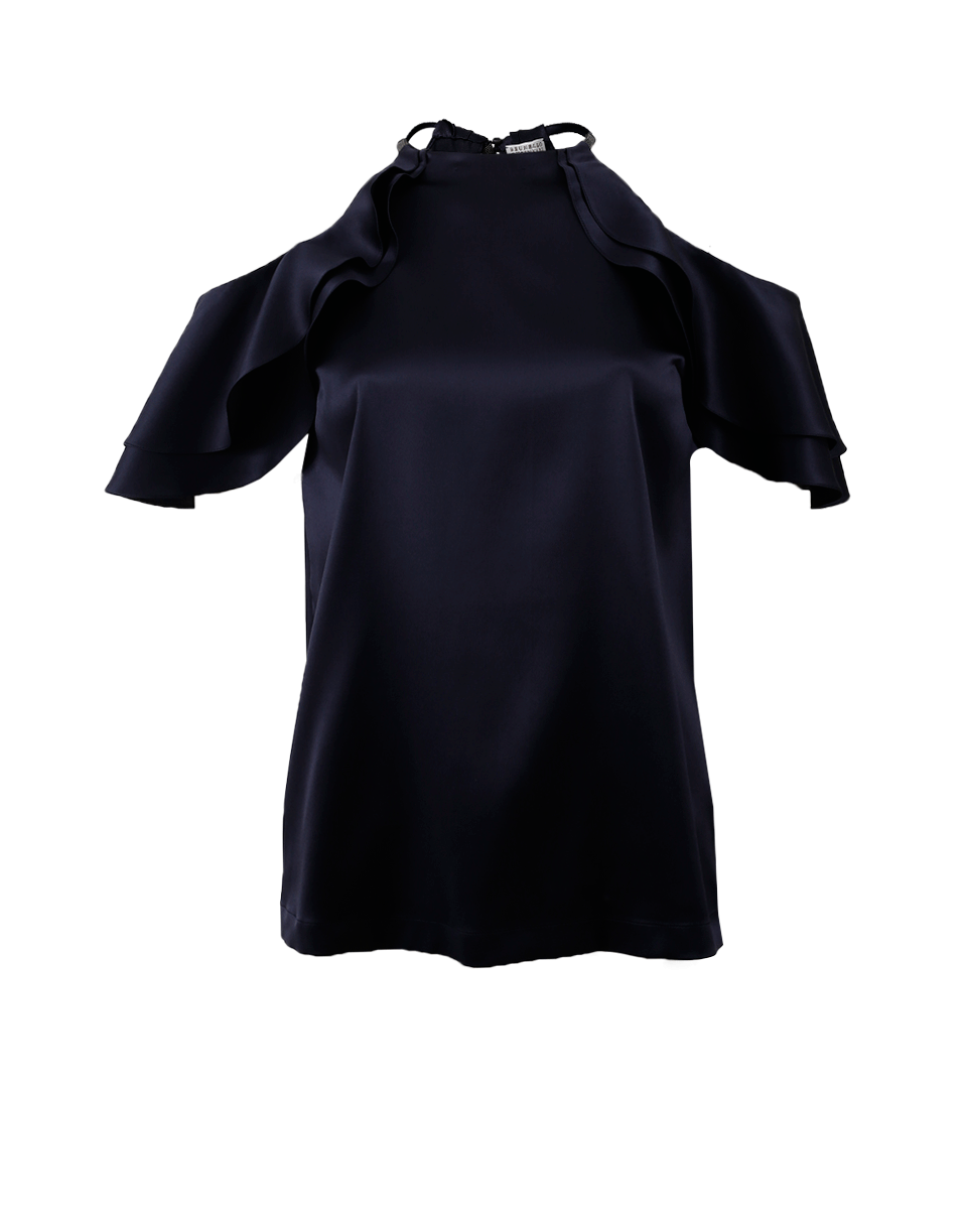 BRUNELLO CUCINELLI-Satin Ruffled Top-
