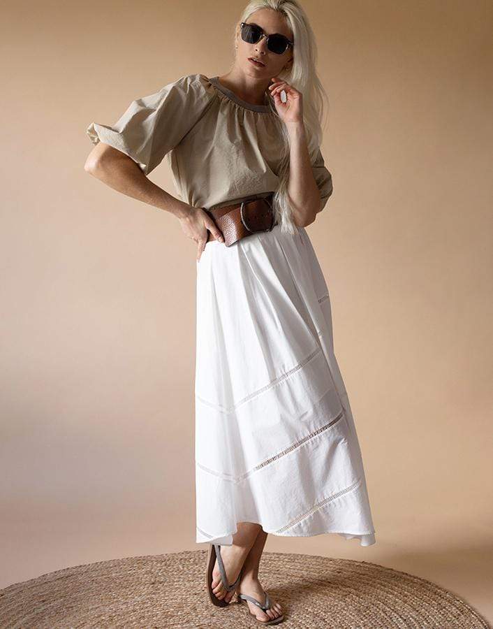 BRUNELLO CUCINELLI-Monili Collar Crinkle Peasant Top-