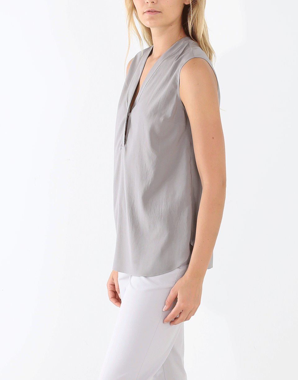 BRUNELLO CUCINELLI-Button Monili Neckline Top-