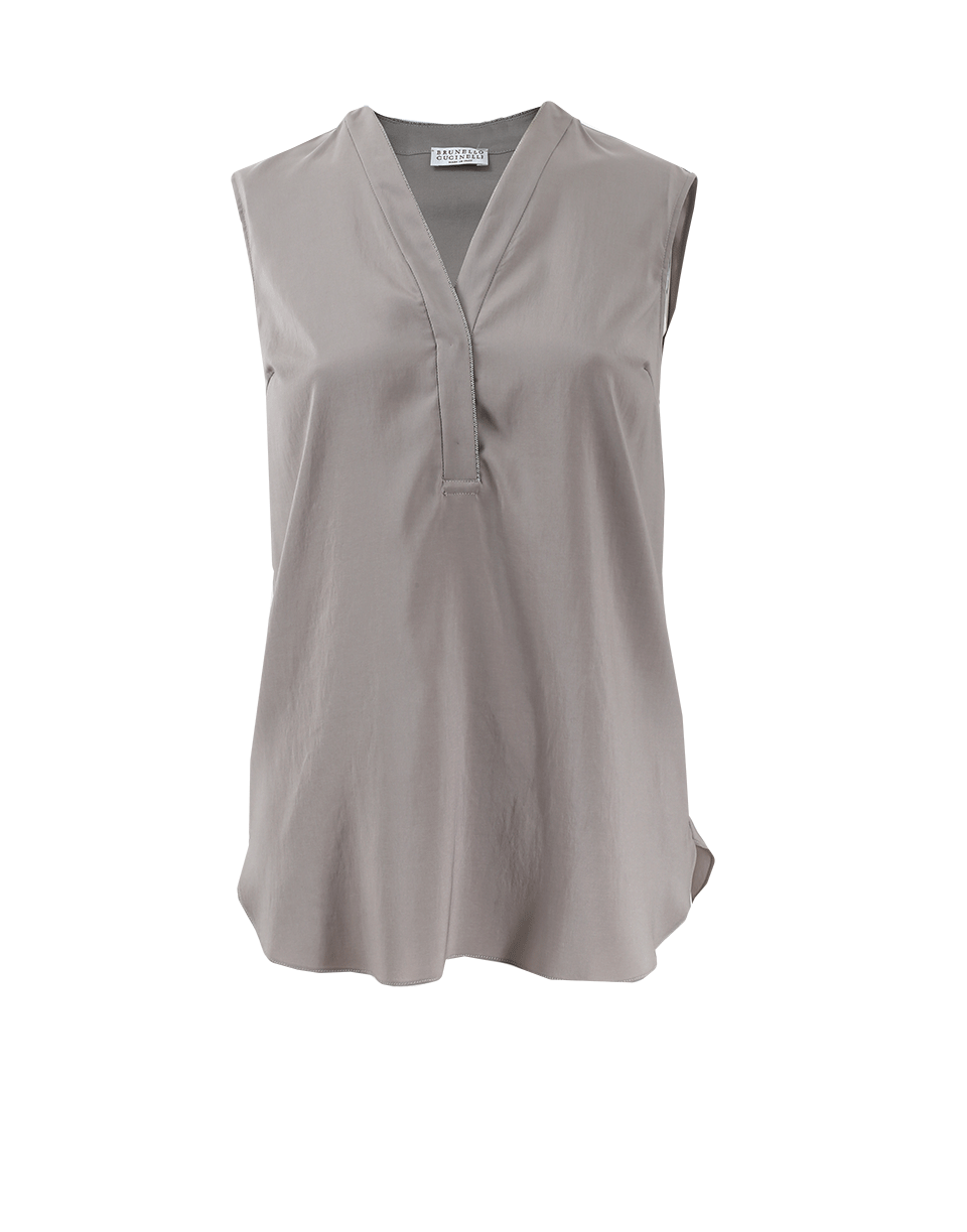 BRUNELLO CUCINELLI-Button Monili Neckline Top-