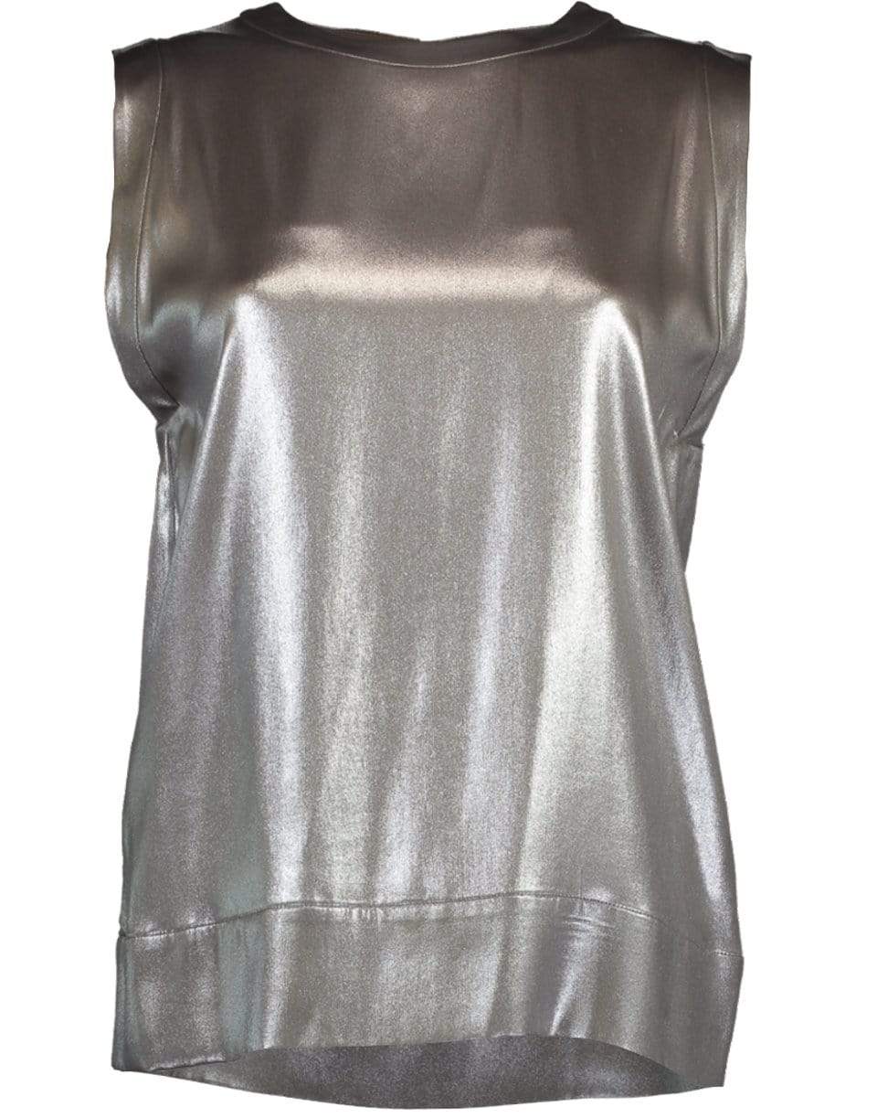 BRUNELLO CUCINELLI-Sleeveless Lame Banded Tank-METALLIC