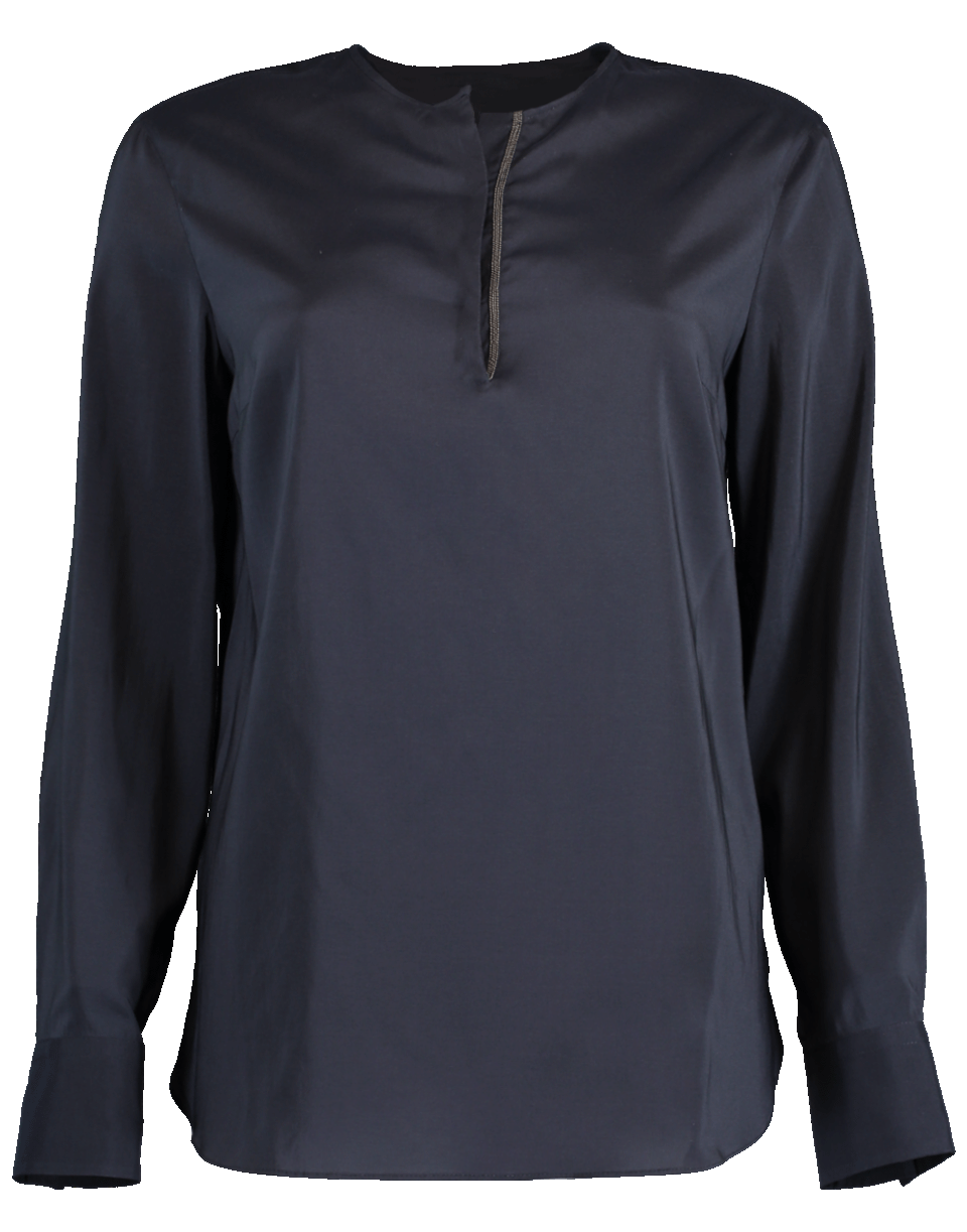 BRUNELLO CUCINELLI-Monili Henley Silk Blouse-