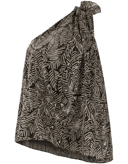 BRUNELLO CUCINELLI-Embroidered Leaf One Shoulder Top-