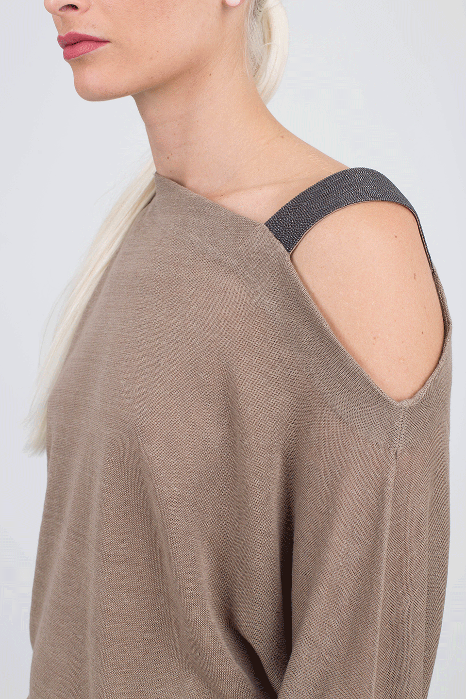 BRUNELLO CUCINELLI-One Shoulder Monili Strap Top-
