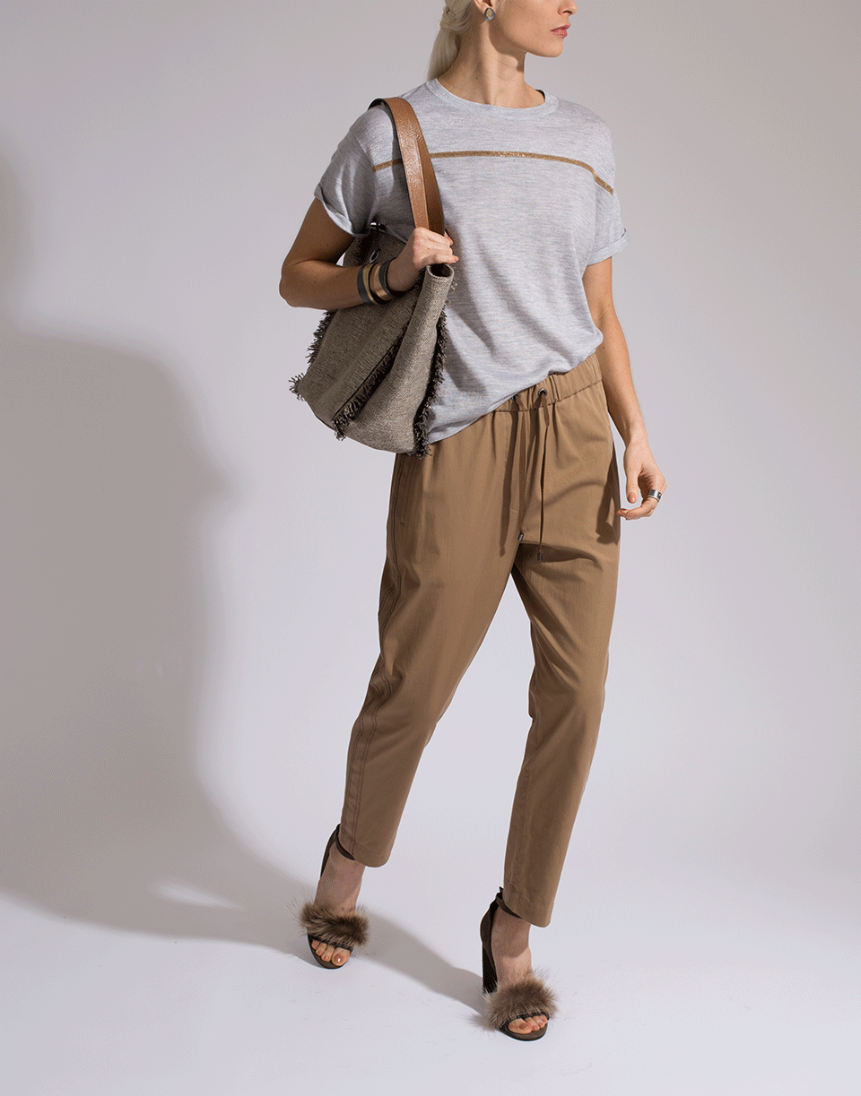 BRUNELLO CUCINELLI-Lurex Stripe Tee-