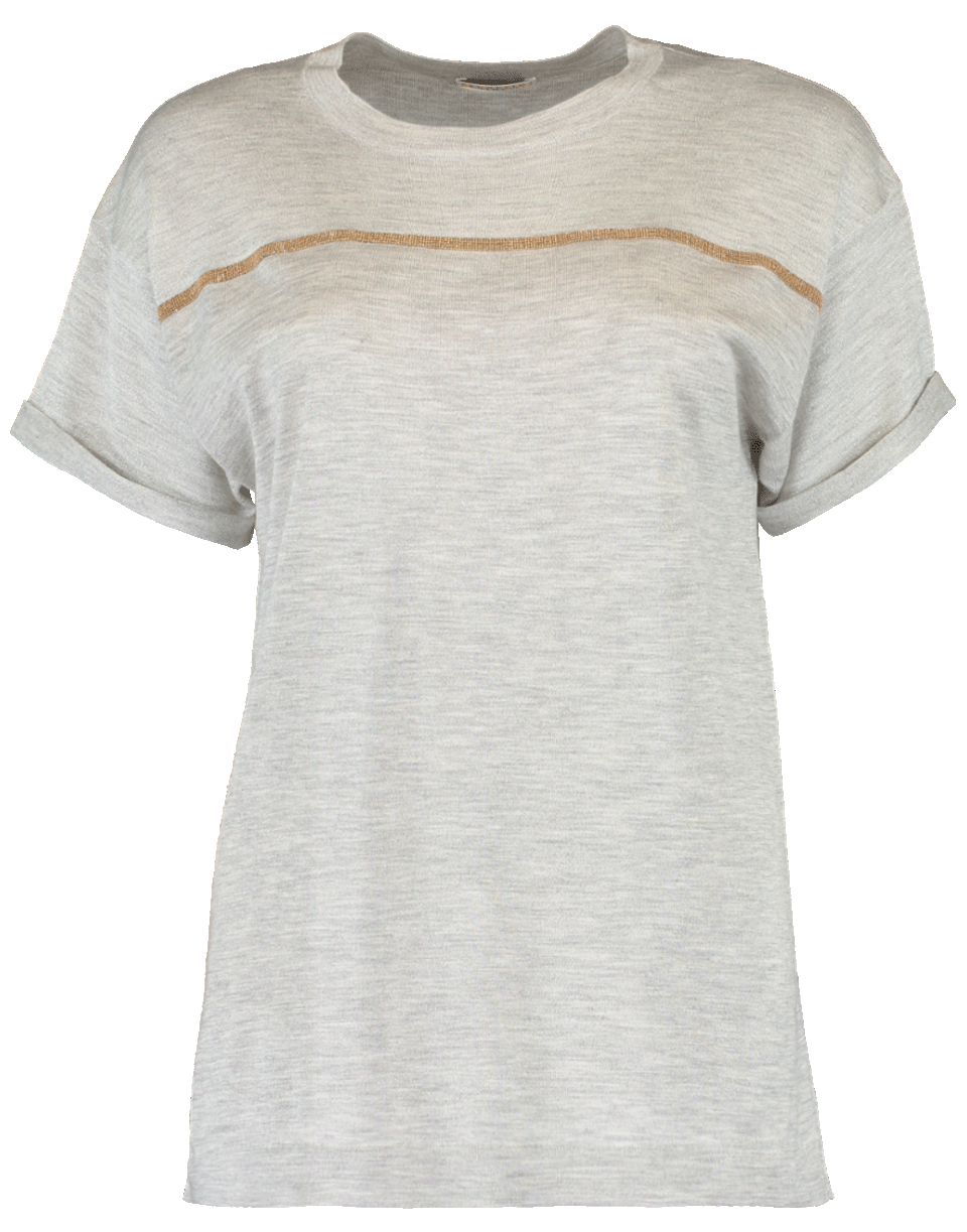 BRUNELLO CUCINELLI-Lurex Stripe Tee-