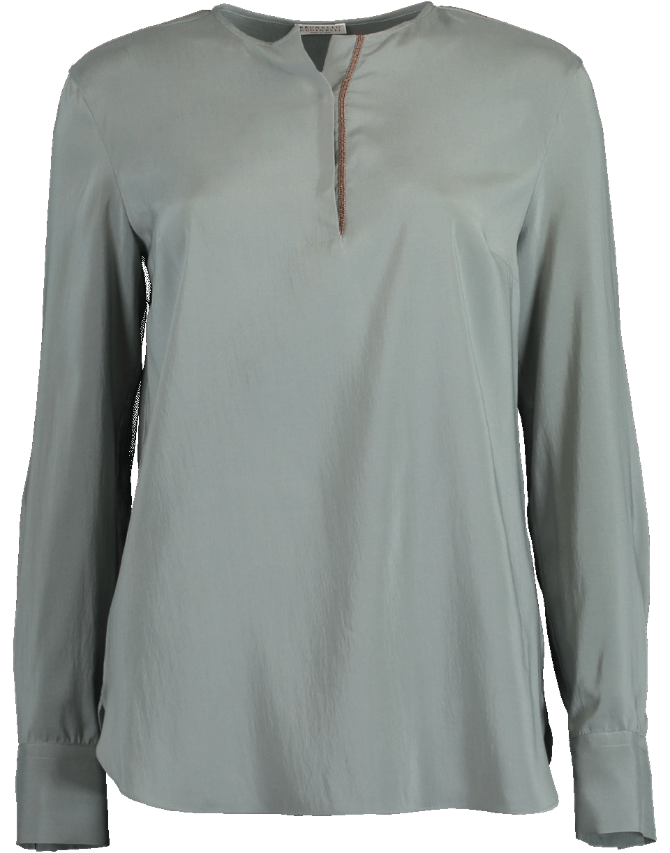 BRUNELLO CUCINELLI-Monili Henley Silk Blouse-