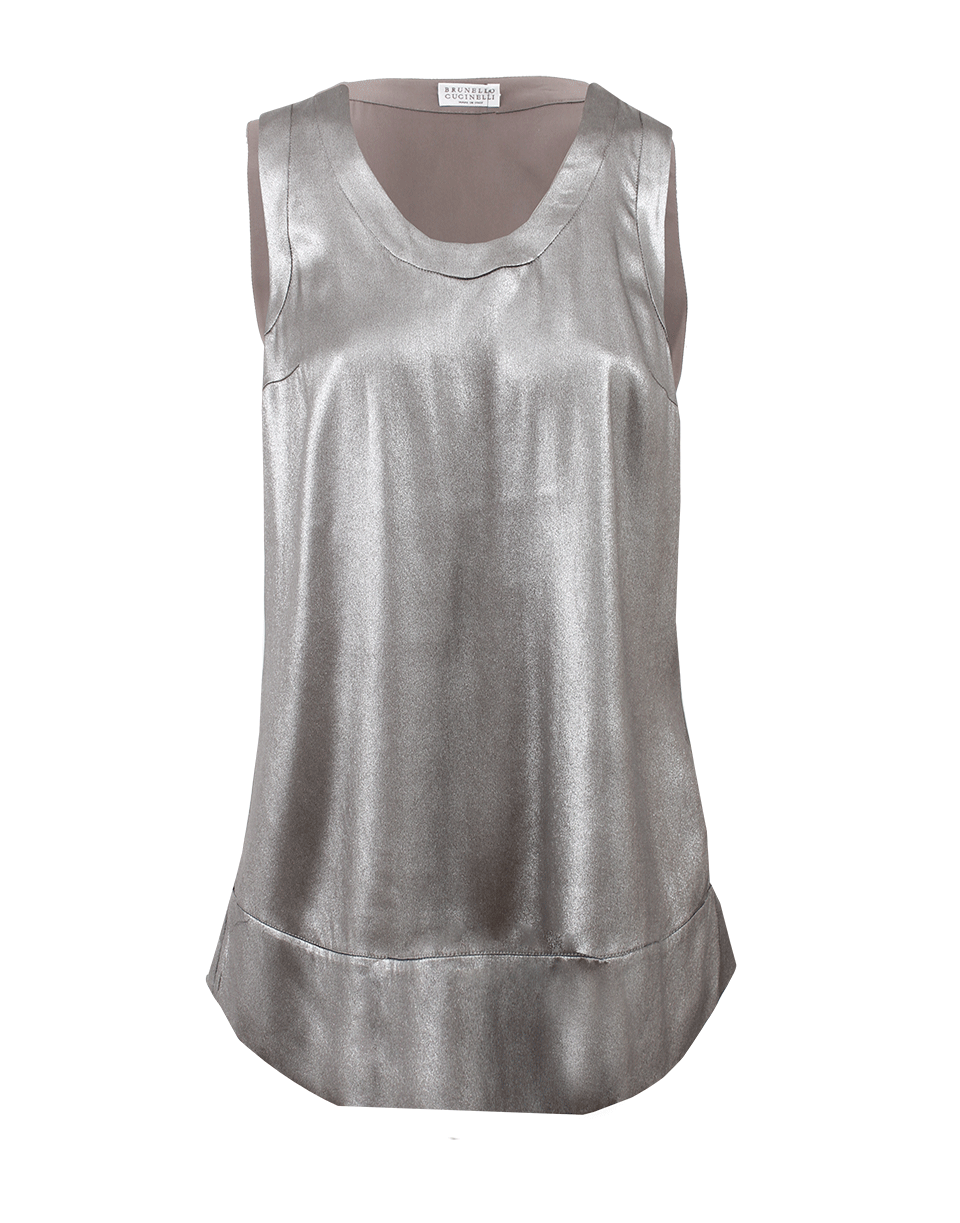 BRUNELLO CUCINELLI-Scoop Neck Lame Tank-