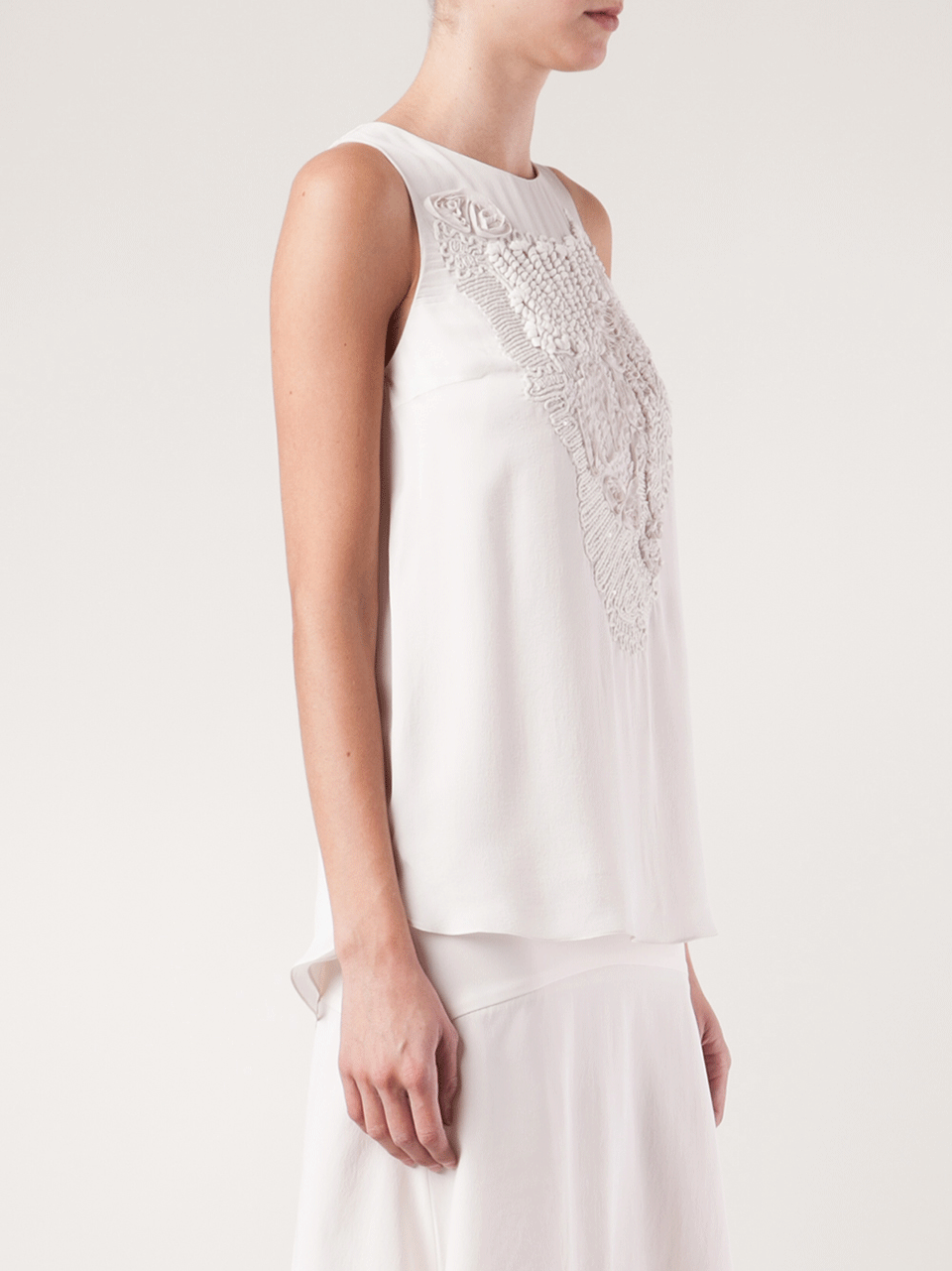 BRUNELLO CUCINELLI-Sleeveless Silk Back Zip Top-