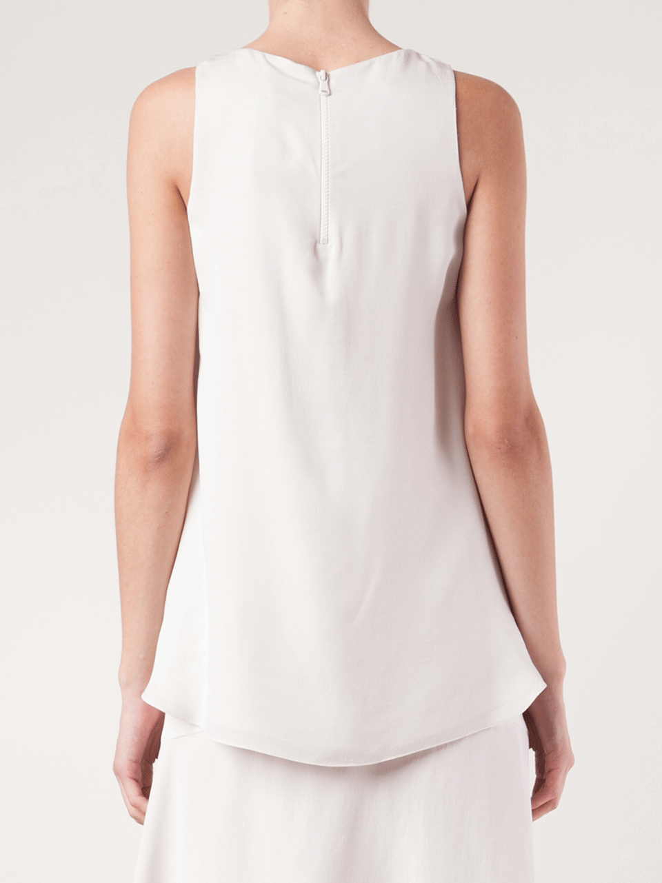 BRUNELLO CUCINELLI-Sleeveless Silk Back Zip Top-