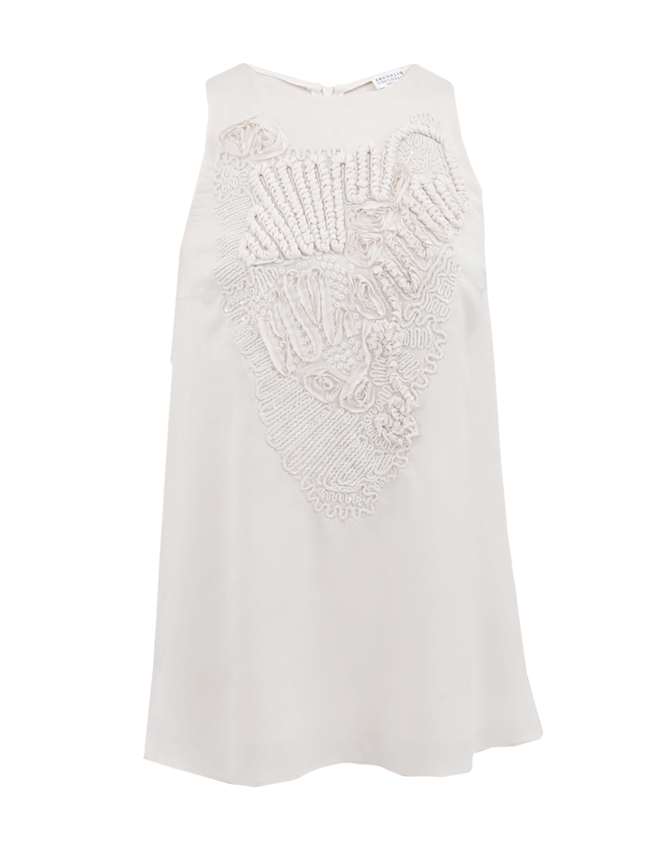 BRUNELLO CUCINELLI-Sleeveless Silk Back Zip Top-
