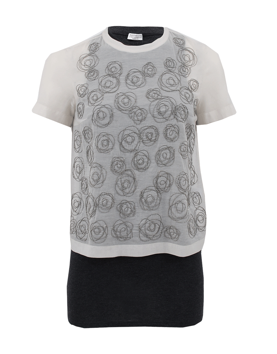 BRUNELLO CUCINELLI-Silk Top with Monili Swirl-