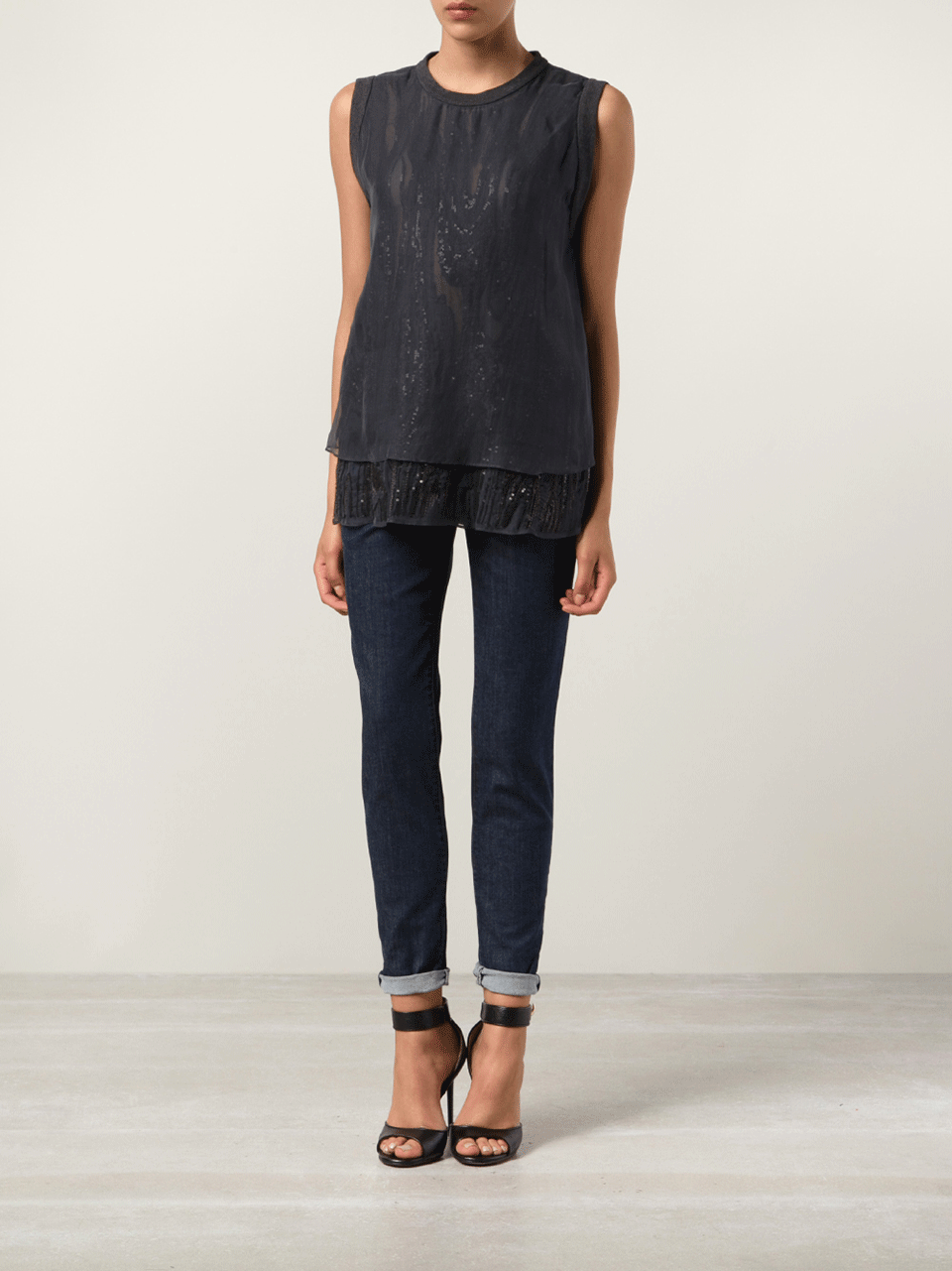 BRUNELLO CUCINELLI-Organza Over Paillette Top-