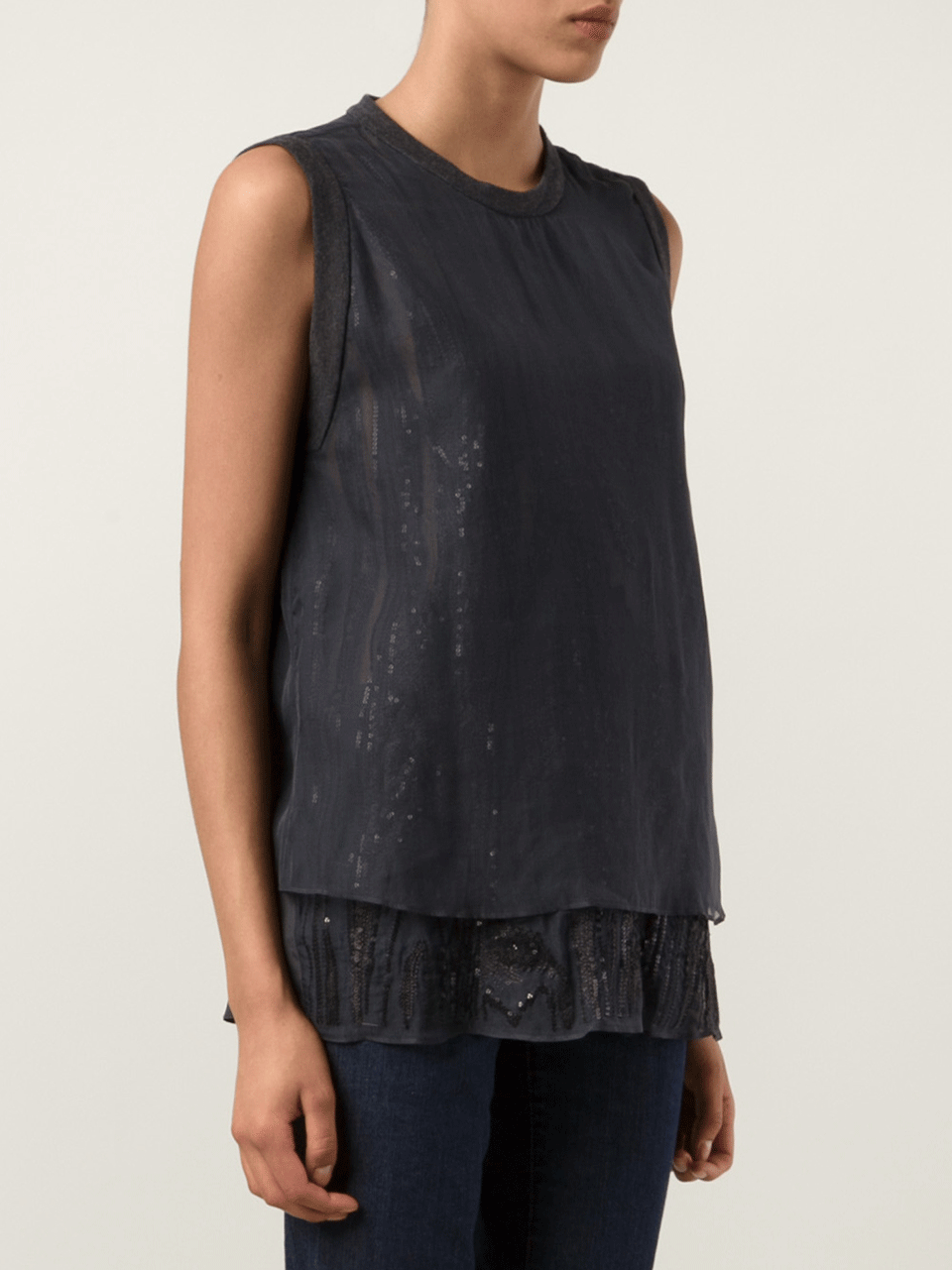 BRUNELLO CUCINELLI-Organza Over Paillette Top-