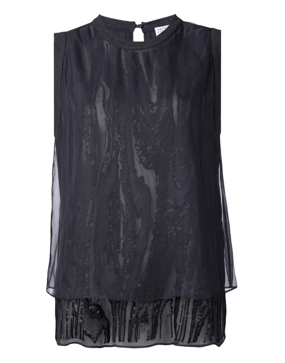 BRUNELLO CUCINELLI-Organza Over Paillette Top-